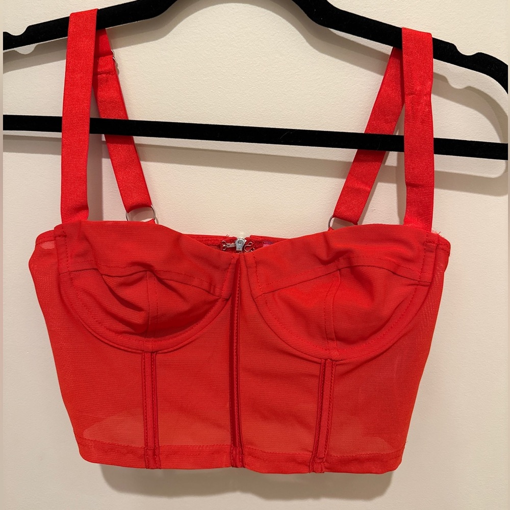 Edickted cropped front & back zipper corset top with adjustable straps